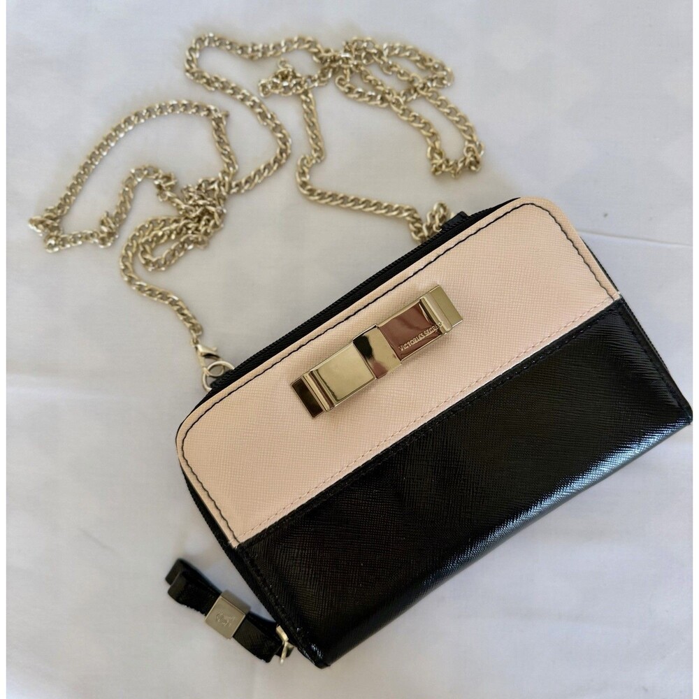 Women’s Crossbody Purse /Cell Phone Holder Wallet Pink Black Chain Strap